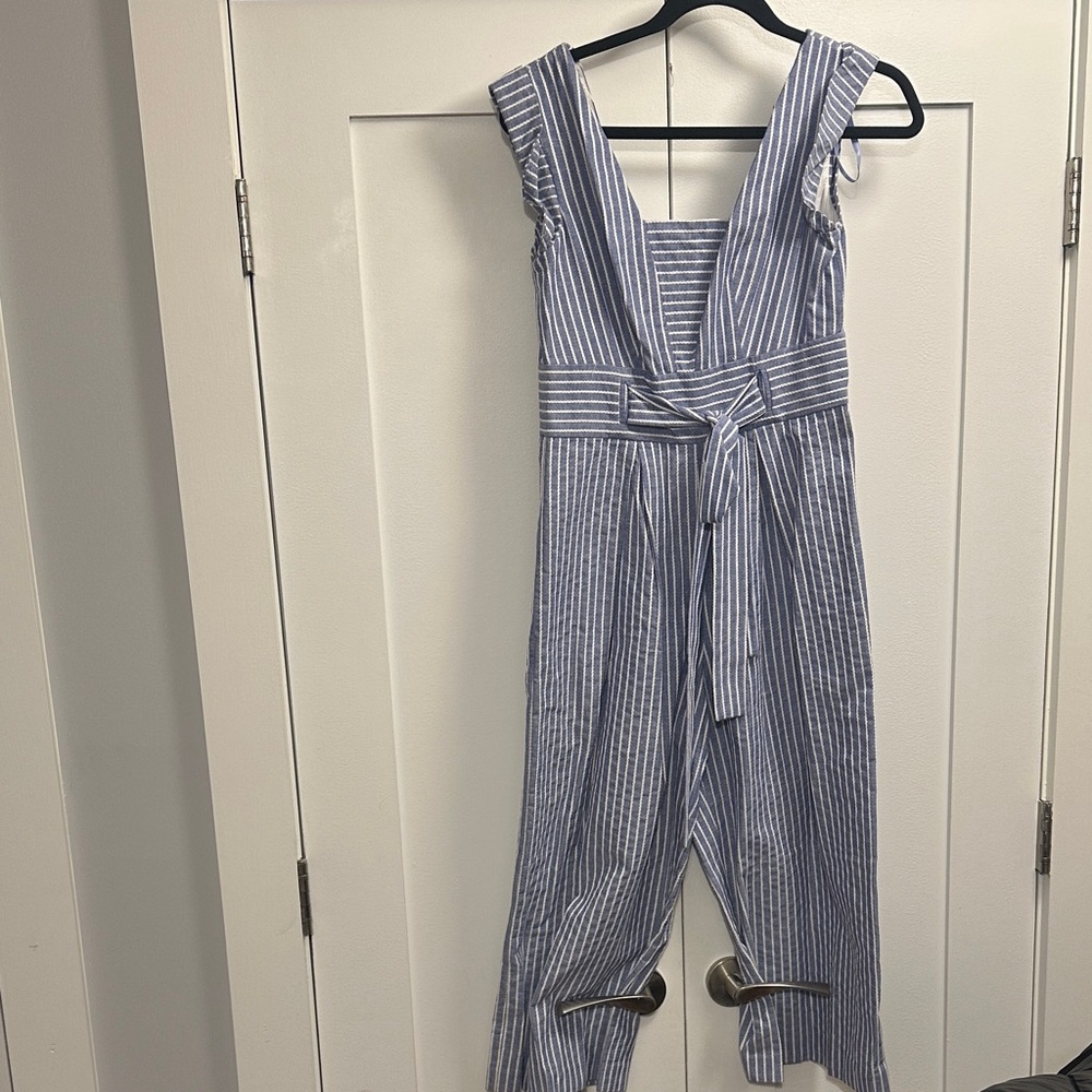 1901 Blue and White Striped Jumpsuit